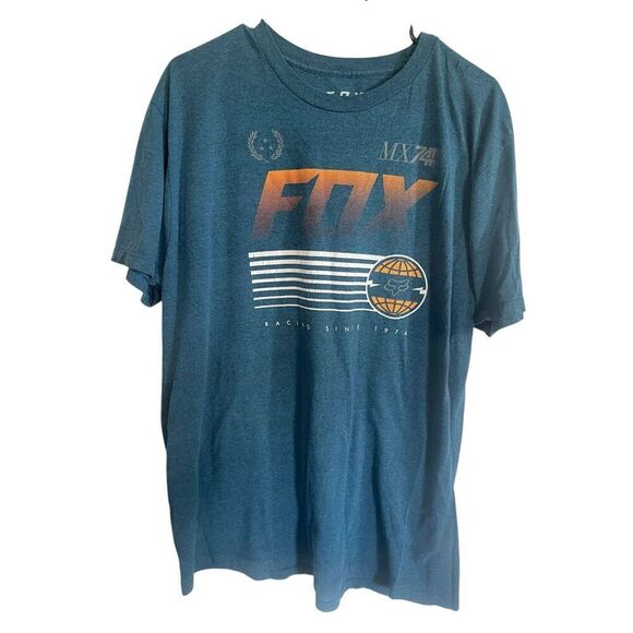 Fox Mens Green Racing MX74 Biking Skating Moto Short Sleeve T-Shirt Size XL - Picture 1 of 9